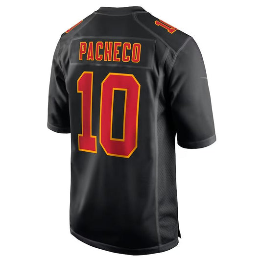 KC.Chiefs #10 Isiah Pacheco Black Super Bowl LVIII Carbon Fashion Game Player Jersey Football Jerseys