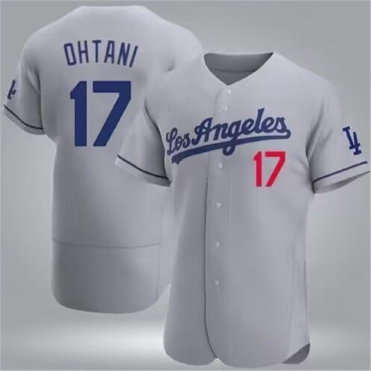 Los Angeles Dodgers #17 Shohei Ohtani Gray Home Authentic Patch Jersey Baseball Jerseys