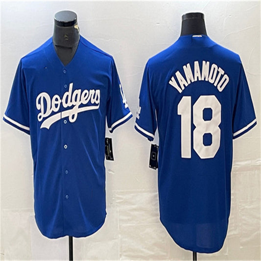 Los Angeles Dodgers #18 Yoshinobu Yamamoto Blue Home Authentic Patch Jersey Baseball Jerseys