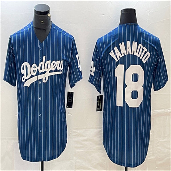 Los Angeles Dodgers #18 Yoshinobu Yamamoto Navy Home Authentic Patch Jersey Baseball Jerseys