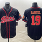 SF.49ers #19 Deebo Samuel Black Red With Patch Cool Base Stitched Baseball Jersey