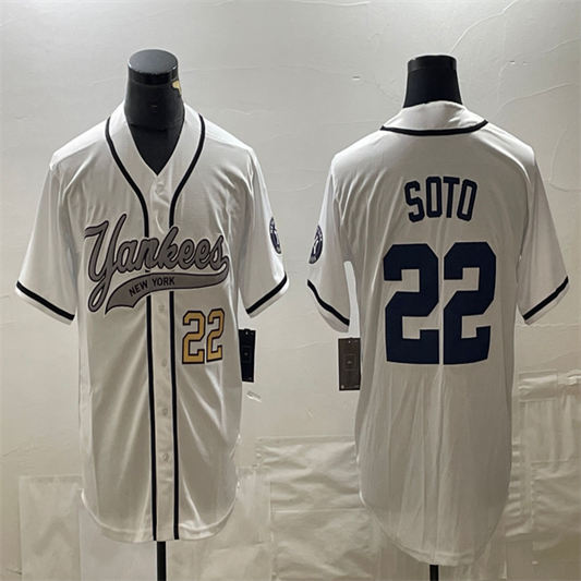Los Angeles Dodgers #22 Juan Soto White Home Authentic Patch Jersey Baseball Jerseys