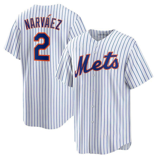 New York Mets #2 Omar Narváez White Home Replica Player Jersey Baseball Jerseys