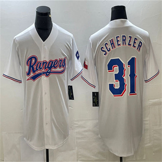 Los Angeles Dodgers #31 Max Scherzer White Home Authentic Patch Jersey Baseball Jerseys