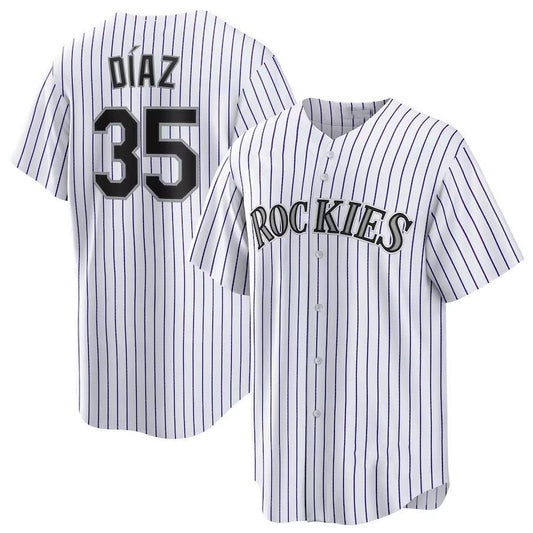 Colorado Rockies #35 Elias Díaz White Home Replica Player Name Jersey Baseball Jerseys