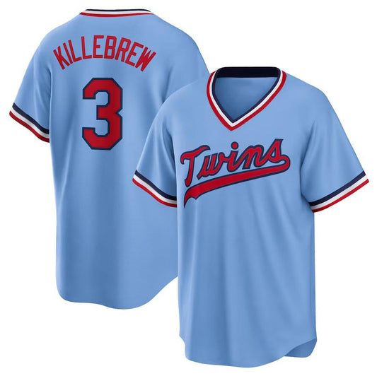 Minnesota Twins #3 Harmon Killebrew Light Blue Road Cooperstown Collection Player Jersey