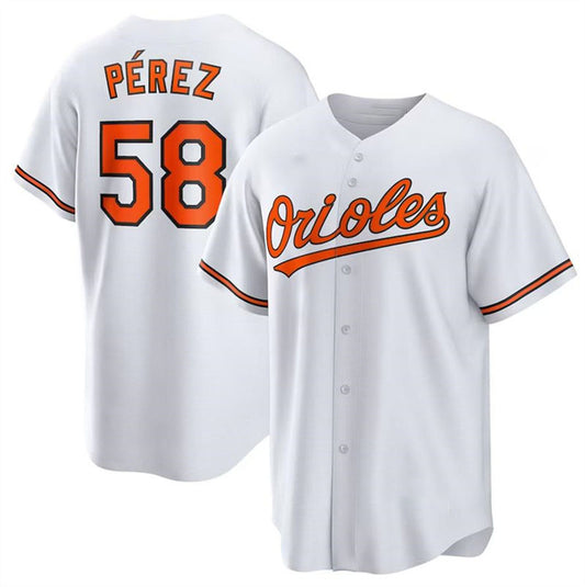 Baltimore Orioles #58 Cionel Pérez White Authentic Player Jersey Baseball Jerseys