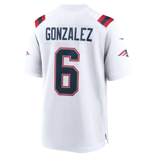 NE.Patriots #6 Christian Gonzalez White Game Player Jersey Stitched American Football Jerseys