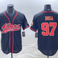SF.49ers #97 Nick Bosa Black Red With Patch Cool Base Stitched Baseball Jersey