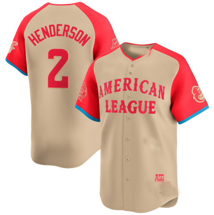 American League #2 Gunnar Henderson Cream 2024 All-Star Game Limited Player Baseball Jerseys