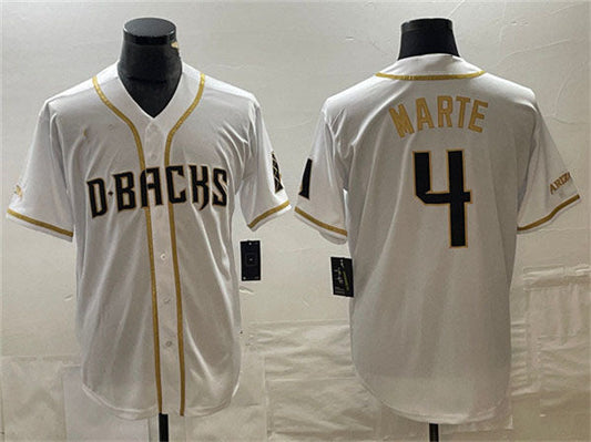 Arizona Diamondbacks #4 Ketel Marte White Gold Cool Base Stitched Baseball Jersey