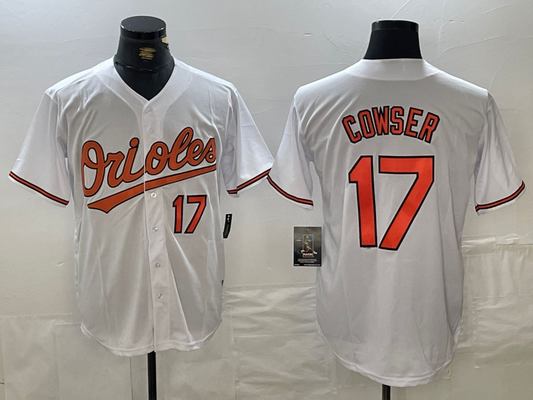 Baltimore Orioles #17 Colton Cowser Number White Cool Base Stitched Baseball Jersey