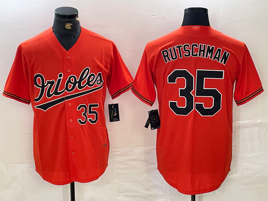 Baltimore Orioles #35 Adley Rutschman Number Orange Stitched Cool Base Baseball Jerseys