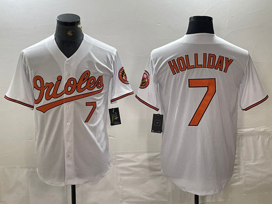 Baltimore Orioles #7 Jackson Holliday Number White Limited Cool Base Stitched Baseball Jersey