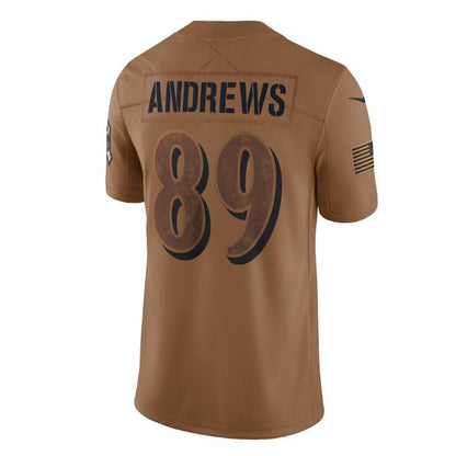 B.Ravens #89 Mark Andrews Brown 2023 Salute To Service Limited Jersey Stitched American Football Jerseys