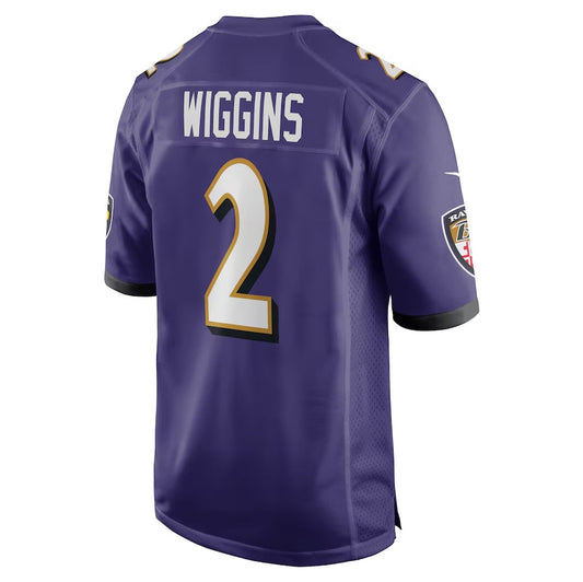 B.Ravens #2 Nate Wiggins 2024 Draft First Round Pick Player Game Jersey - Purple American Football Jerseys