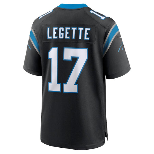 C.Panthers #17 Xavier Legette 2024 First Round Pick Game Player Jersey - Black American Football Jerseys