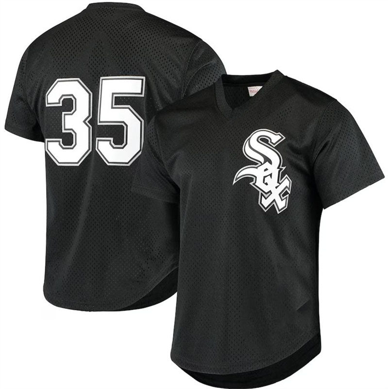 Chicago White Sox #35 Frank Thomas Black Mitchell & Ness Cooperstown Mesh Batting Practice Jersey Baseball Jerseys