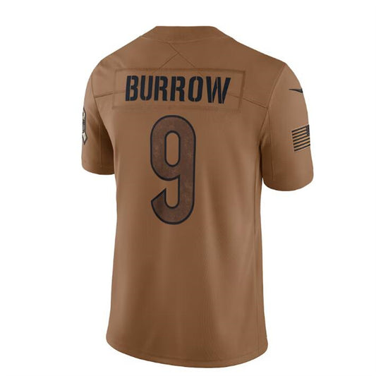C.Bengals #9 Joe Burrow Brown 2023 Salute To Service Limited Jersey Stitched American Football Jerseys