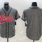 Cincinnati Reds Blank Grey Gridiron Cool Base Stitched Baseball Jersey