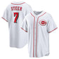 Cincinnati Reds #7 Spencer Steer White Cool Base Stitched Baseball Jersey