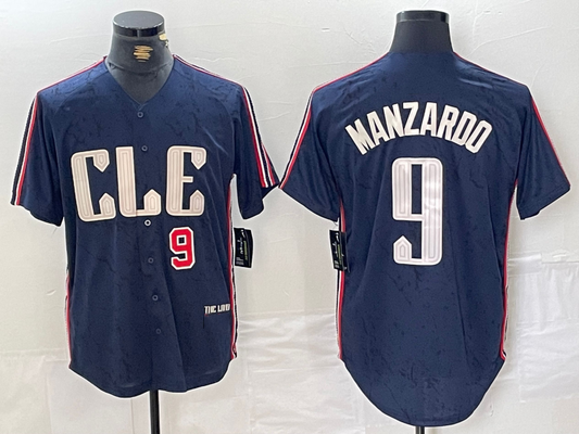 Cleveland Guardians #9 Kyle Manzardo Number Navy 2024 City Connect Limited Stitched Baseball Jerseys