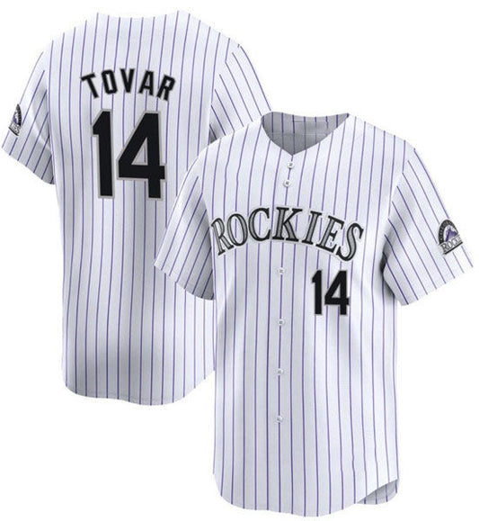 Colorado Rockies #14 Ezequiel Tovar White White Home Limited Stitched Baseball Jersey