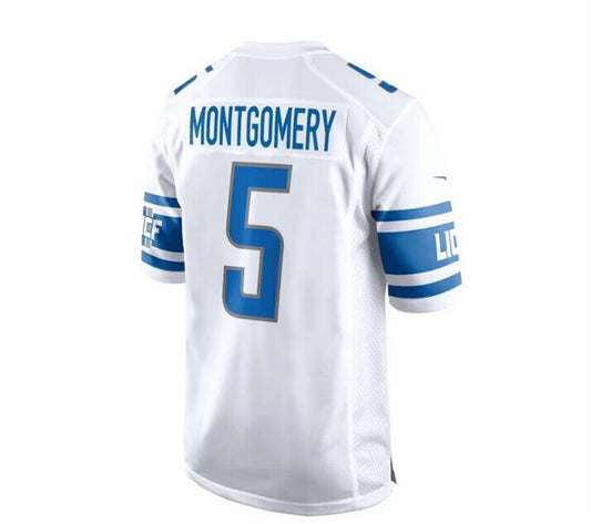 D.Lions #5 David Montgomery Game Player Jersey - White Stitched American Football Jerseys