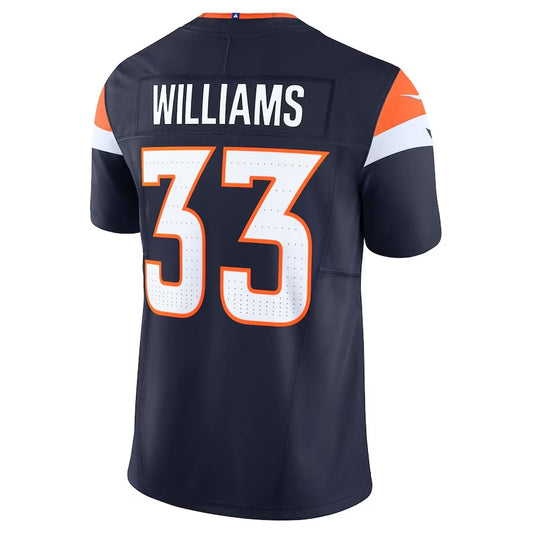 D.Broncos #33 Javonte Williams Alternate Vapor F.U.S.E. Limited Jersey - Navy Football Jerseys