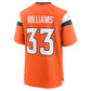 D.Broncos #33 Javonte Williams Game Jersey - Orange Football Jerseys