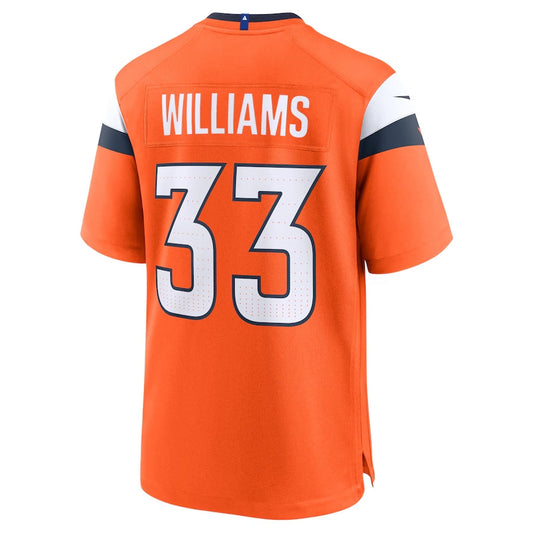 D.Broncos #33 Javonte Williams Game Jersey - Orange Football Jerseys