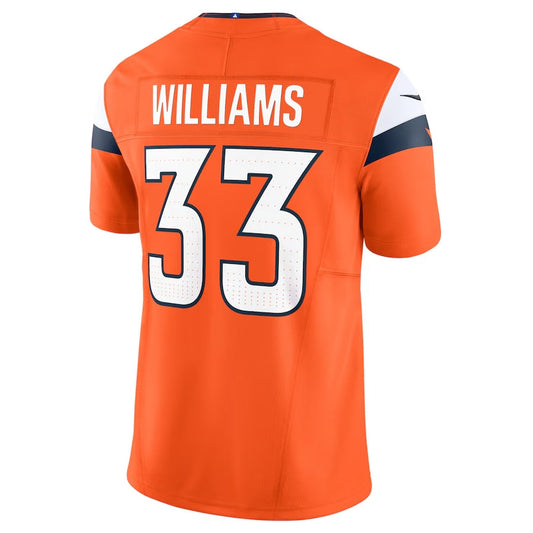 D.Broncos #33 Javonte Williams Vapor F.U.S.E. Limited Jersey - Orange Football Jerseys