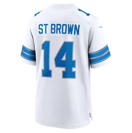 D.Lions #14 Amon-Ra St. Brown Game Jersey - White American Football Jerseys