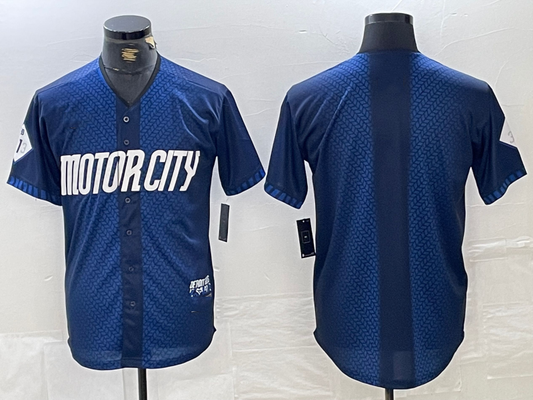 Detroit Tigers Blank 2024 Navy City Connect Cool Base Limited Stitched Baseball Jerseys