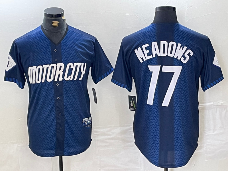 Detroit Tigers #17 Parker Meadows Navy 2024 City Connect Cool Base Limited Stitched Baseball Jersey