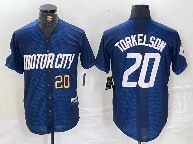 Detroit Tigers #20 Spencer Torkelson Number 2024 Navy City Connect Cool Base Limited Stitched Baseball Jerseys