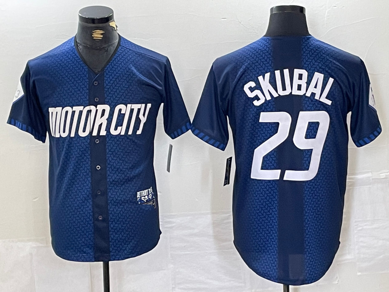 Detroit Tigers #29 Tarik Skubal 2024 Navy City Connect Cool Base Limited Stitched Baseball Jersey