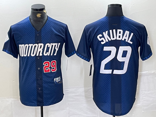 Detroit Tigers #29 Tarik Skubal Number 2024 Navy City Connect Cool Base Limited Stitched Baseball Jersey