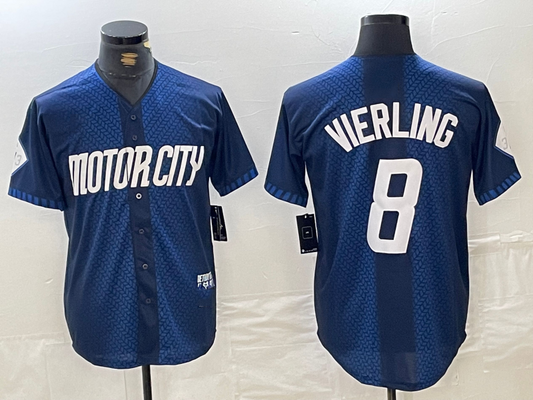Detroit Tigers #8 Matt Vierling Navy 2024 City Connect Cool Base Limited Stitched Baseball Jersey