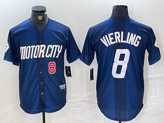 Detroit Tigers #8 Matt Vierling Number Navy 2024 City Connect Cool Base Limited Stitched Baseball Jersey