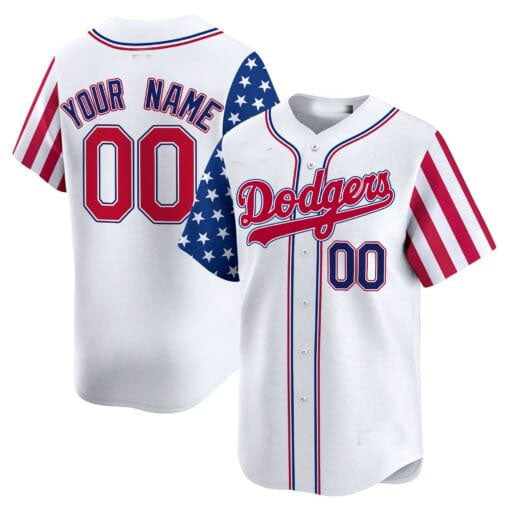 Custom Los Angeles Dodgers White 2024 Independence Day Vapor Premier Limited V2 – All Stitched Baseball Jersey