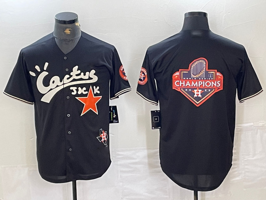 Houston Astros Big Logo Black Cactus Jack Vapor Premier Stitched Baseball Jersey