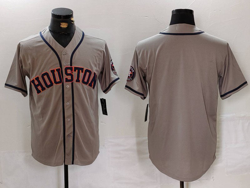 Houston Astros Blank Grey With Patch Cool Base Stitched Baseball Jersey