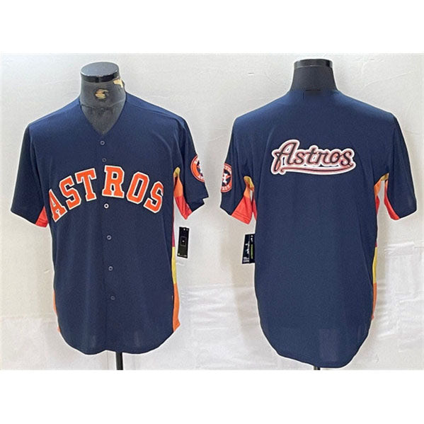 Houston Astros Navy Team Big Logo With Patch Cool Base Stitched Baseball Jerseys