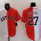 Houston Astros #27 Jose Altuve White Orange Blue Number Split Stitched Baseball Jersey