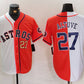 Houston Astros #27 Jose Altuve White Orange Blue Number Split Stitched Baseball Jerseys
