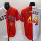 Houston Astros #44 Yordan Alvarez Number White Orange Split Stitched Baseball Jersey