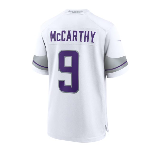 MN.Vikings #9 J.J. McCarthy Alternate Game Player Jersey - White American Football Jerseys