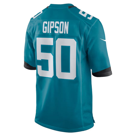 J.Jaguars #50 Trevis Gipson Alternate Game Jersey - Teal American Football Jersey