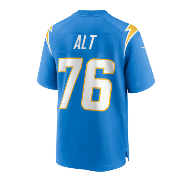 LA.Chargers #76 Joe Alt 2024 Draft Player Game Jersey - Powder Blue American Football Jerseys